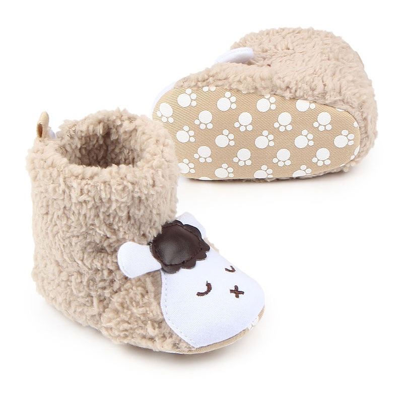 Baby winter warme fleece laarsjes schattige cartoon dieren stijl sneeuwlaarzen antislip peuter eerste stappers