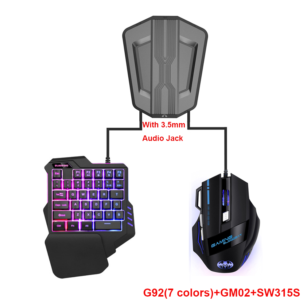 Combo clavier et souris de jeu rétro-éclairé rvb, 3200 DPI, une main, avec convertisseur pour PS4, Xbox, Nintendo Switch: G92A GM02 SW315S