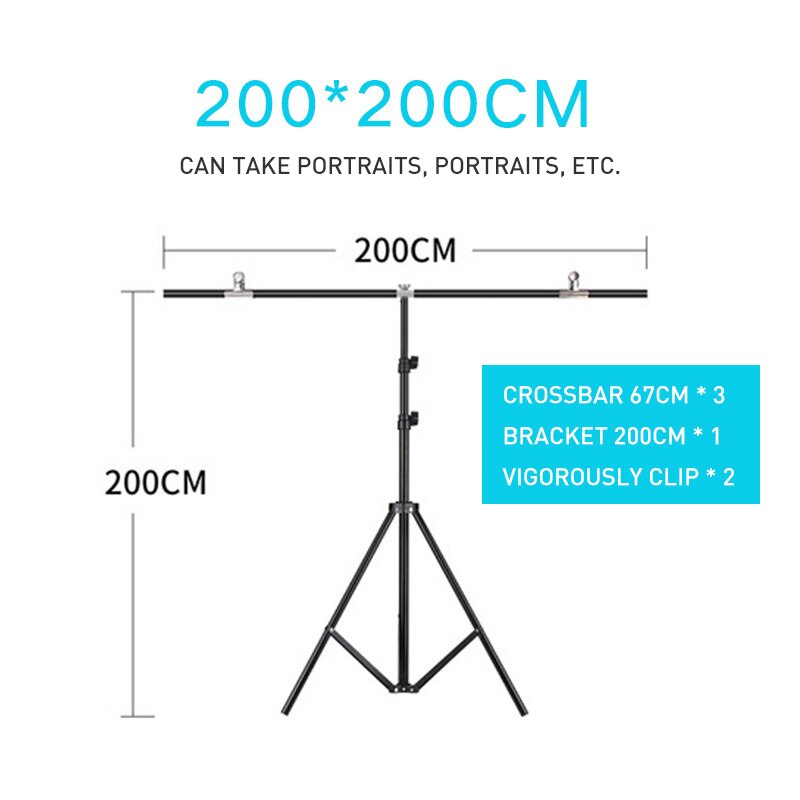 Background Support Stand Photography Backdrop T-shaped Adjustable Background Frame Stand With Clamps For Photo Studio Video: T200x200cm