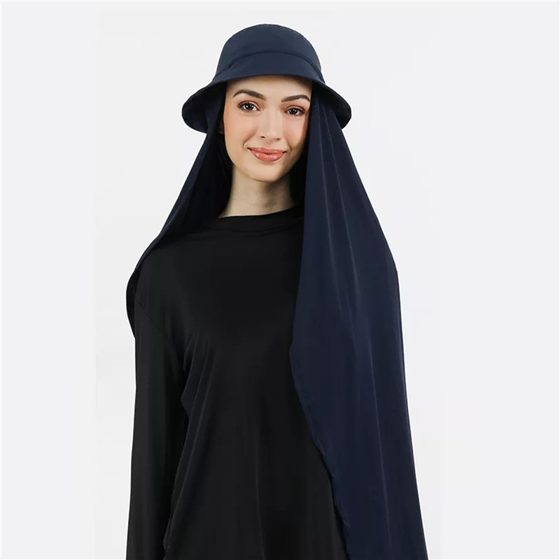 Chapeau avec Hijab en Mousseline de Soie pour Femme Musulmane, Casquette de dehors d'Été, Prêt à vitation, Hijab Instantané, Écharpe de Sauna Islamique, , E27