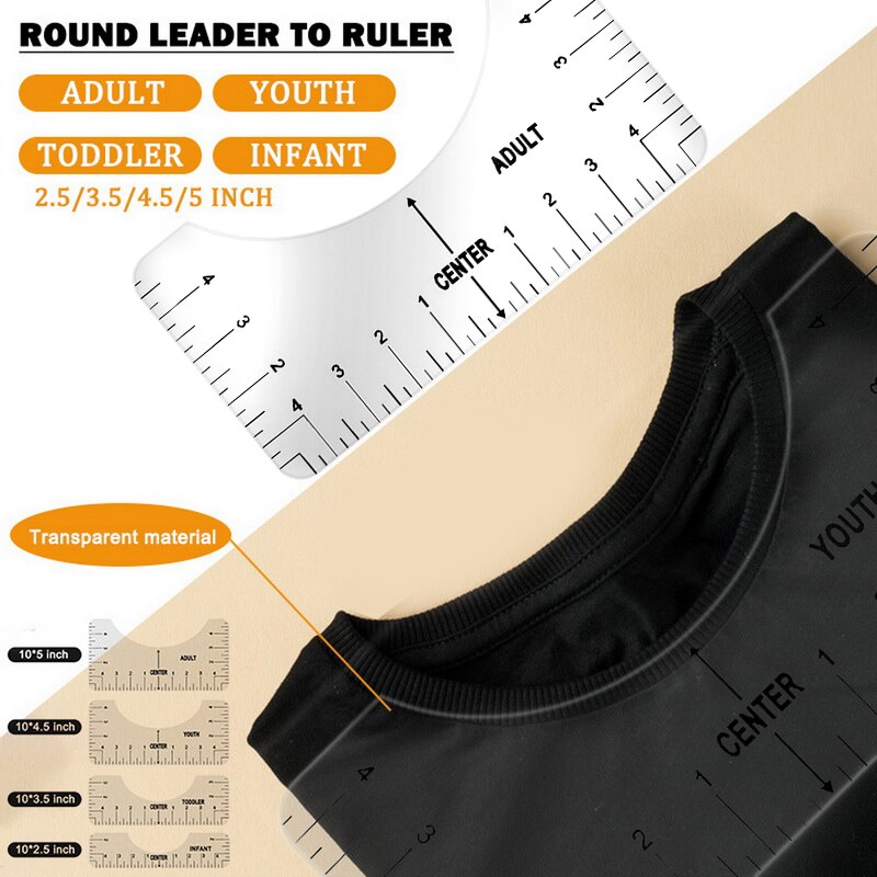 Règle de T-Shirt en vinyle, 4 pièces, motifs par Sublimation sur T-Shirt, Guide des tailles