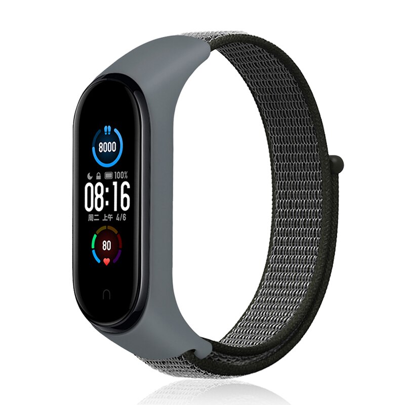 Bracelet de rechange pour xiaomi mi band 6, boucle en Nylon, accessoires pour montre connectée Mi band 5 4 3 7: Stormy Grey30 / For Mi band 3 4