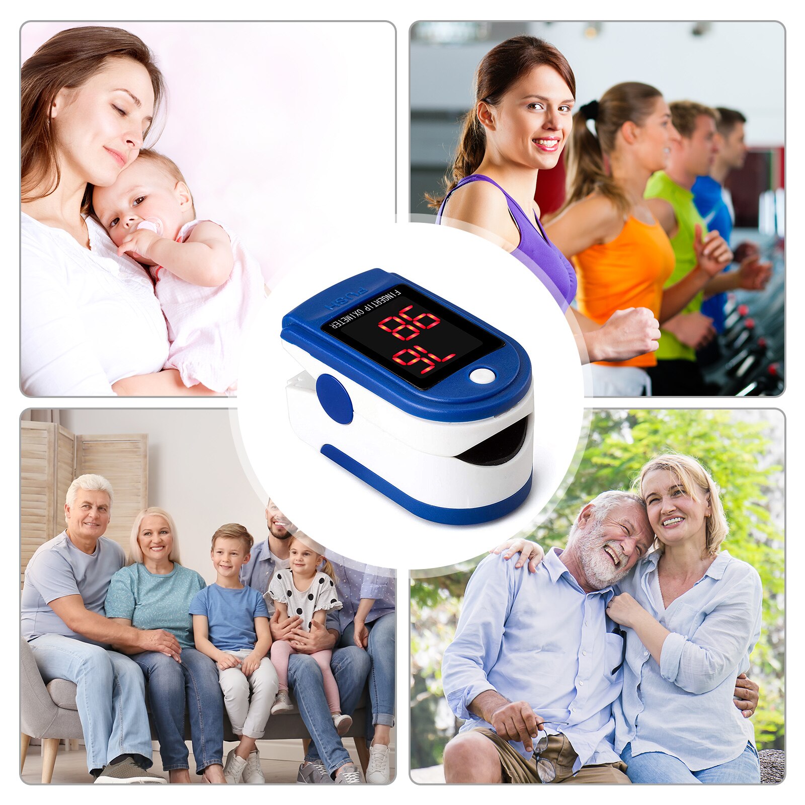 Fingertip Pulse Oximeter Blood Oxygen Saturation Monitor with LED Display Tester Tool