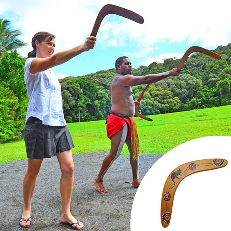 Udendørs sport træ boomerang dart tilbage v-formet dart flyvende skive legetøj til børn