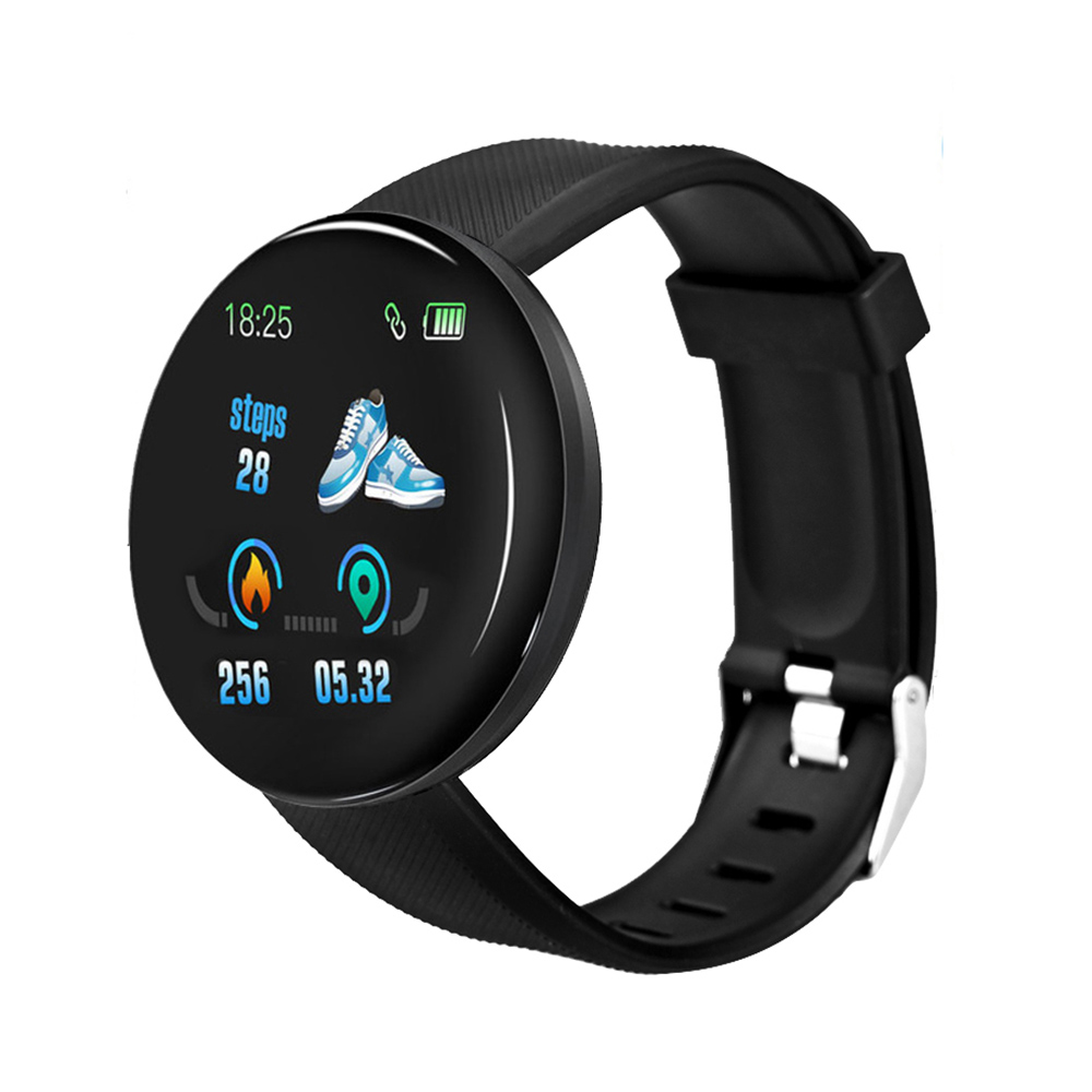 D18 montre intelligente Sport Fitness Tracker Bracelet intelligent fréquence cardiaque pression artérielle Bluetooth Smartwatch santé Bracelet étanche: Black