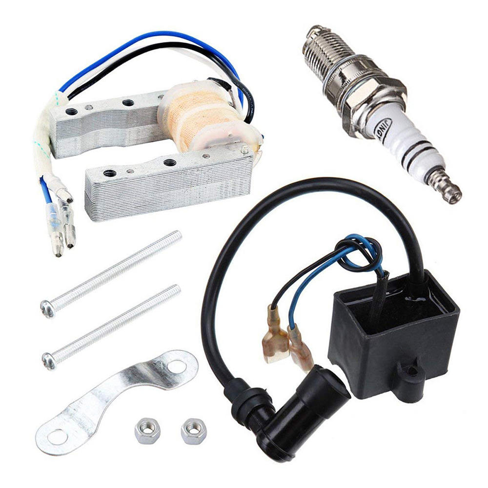 CDI Ignition Coil Magneto 49cc 66cc 80cc 2-Stroke Engine Motorized Bike Parts Magneto Coil Spark Plug