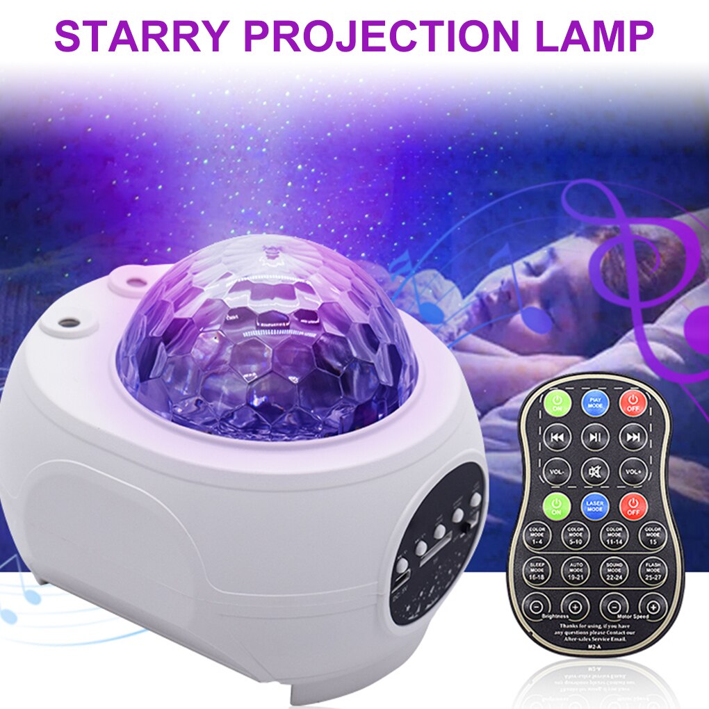 LED Galaxy Projector Ocean Wave LED Night Light Music Player Remote Star Rotating Night Light Luminaria For Kid Bedroom Lamp