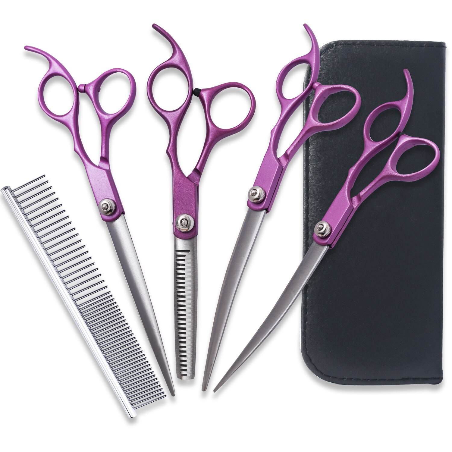 7 Inch Stainless Steel Scissors Set Dog Grooming Scissors Animal Cutting: Pink
