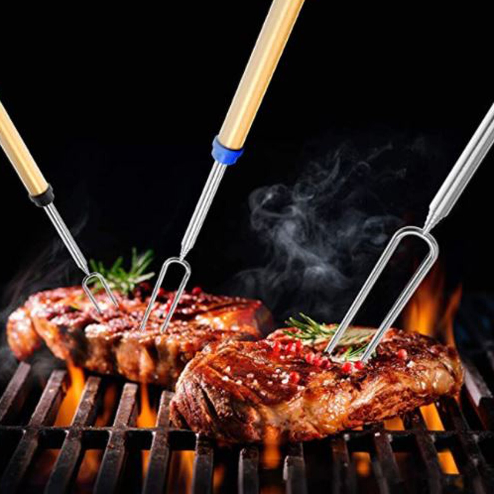 8Pcs Barbecue Vork Set Met Opbergtas Telescopische Marshmallow Worstjes Honden Groenten Roosteren Sticks Accessoire