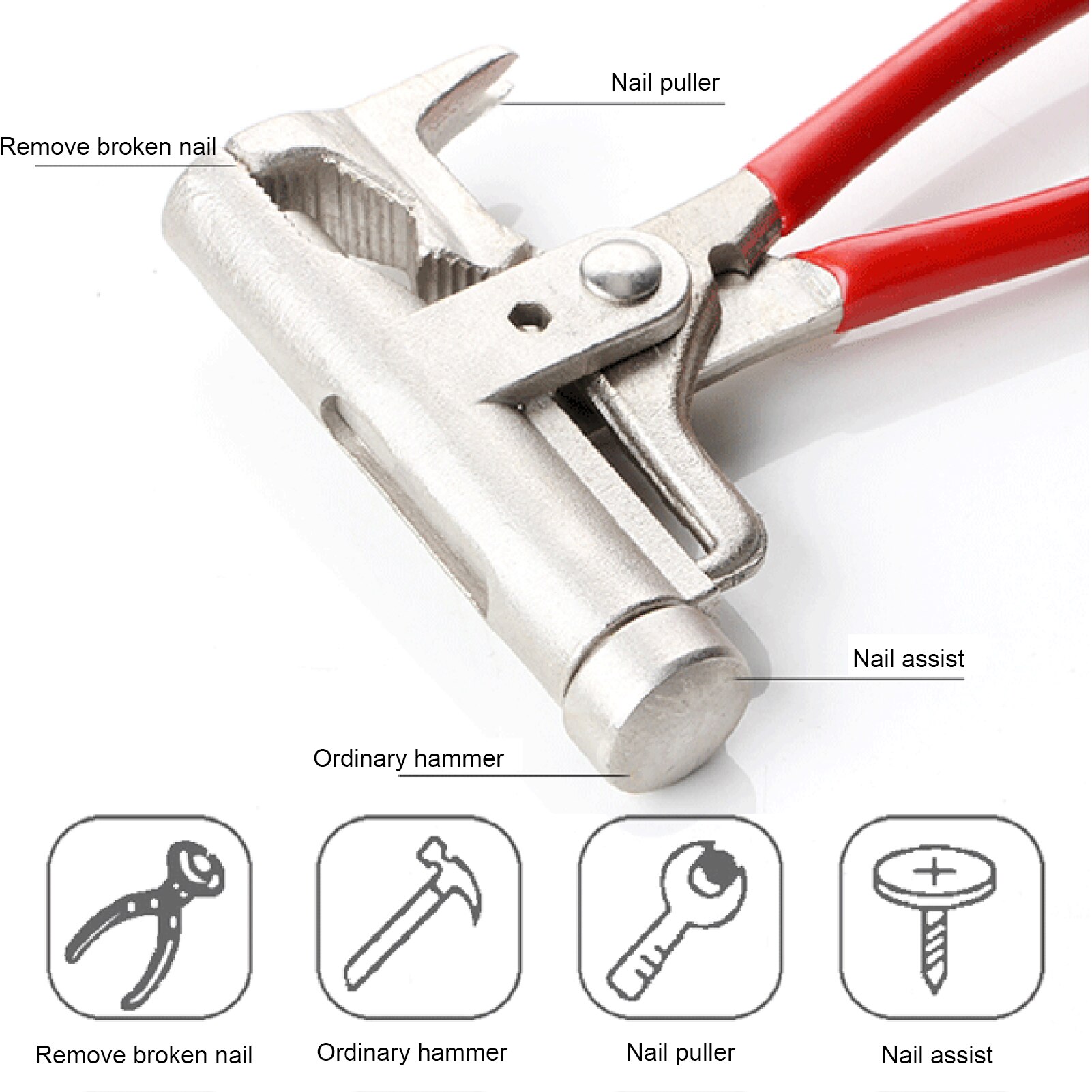 10 in 1 Multifunctional Hammer Integrated Pliers Wrench Screwdriver Hand Tool Material Durable Hammer