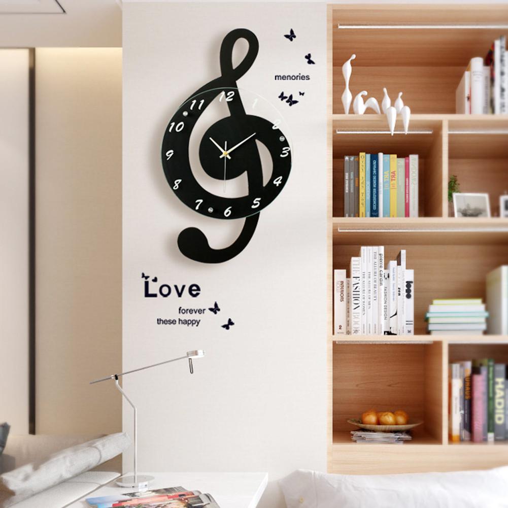 Neue 3D G-Notenschlüssel Musik Hinweis Wanduhr Moderne Minimalistischen Wanduhr Quarz Bewegung für Schlafzimmer Wohnzimmer Persönlichkeit dekoration