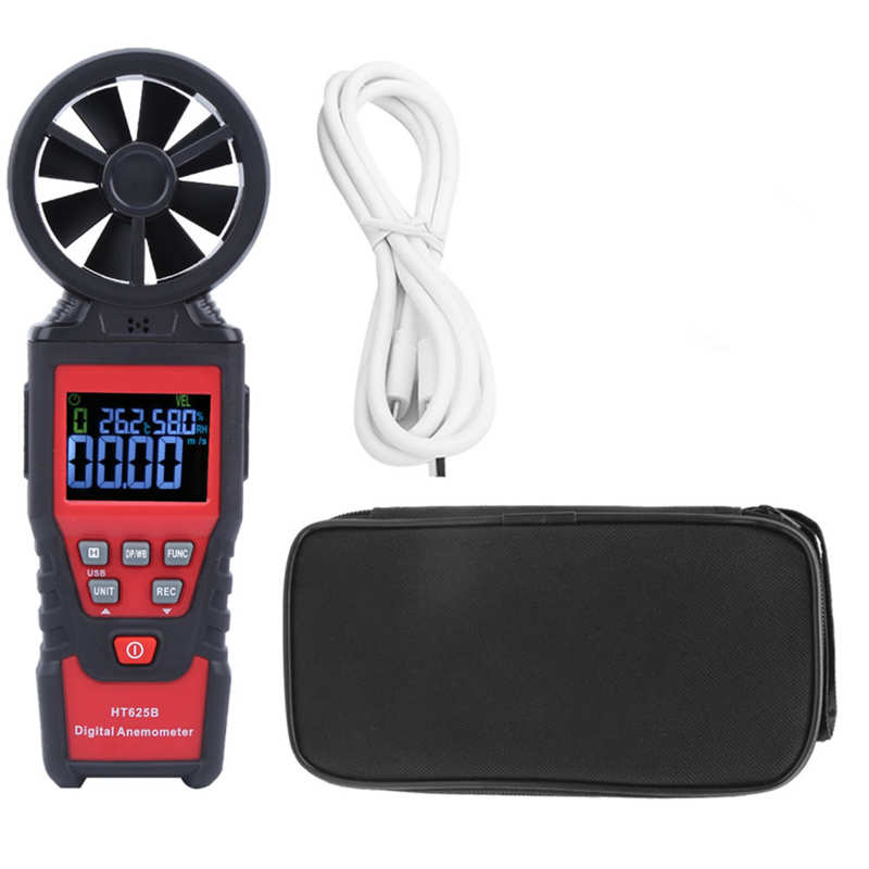 Anemómetro Digital de mano HT625B, medidor de velocidad del flujo de aire, medidor de temperatura y humedad, medidor de velocidad del viento