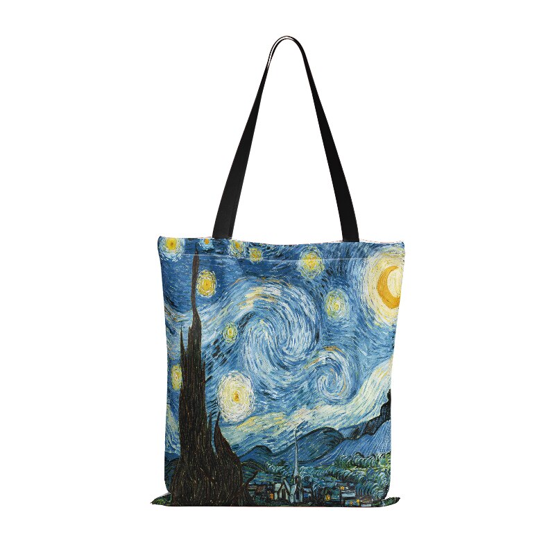 Ölgemälde Lieferwagen Gogh sternenklar Nacht Käufer Tasche für Frauen Sonnenblume Künstlerische Große Tuch Leinwand Tote Tasche Eco Frauen Einkaufen tasche: Stil8