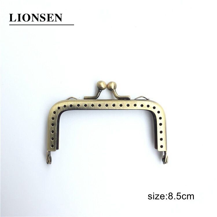 LIONSEN 8.5/12.5/15.5/18/20cm Glossy finish Antique Bronze Square Metal Purse Frame Handle for Clutch Bag Accessories Kiss Clasp: 8.5cm
