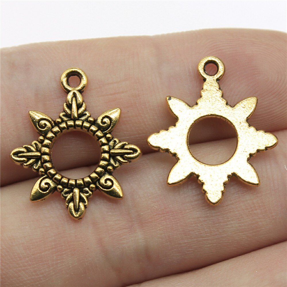 WYSIWYG 10pcs 22x18mm 3 colores de oro antiguo Color de plata antiguo bronce sol encantos colgante sol encantos para la fabricación de la joyería: Chapado en oro antiguo
