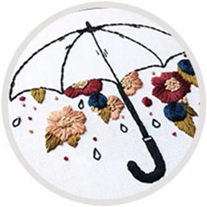 3D Embroidery DIY Kit Flowers Pattern Cross Stitch Bamboo Embroidery Hoop Handmade Crafts Sewing Supplies: A8