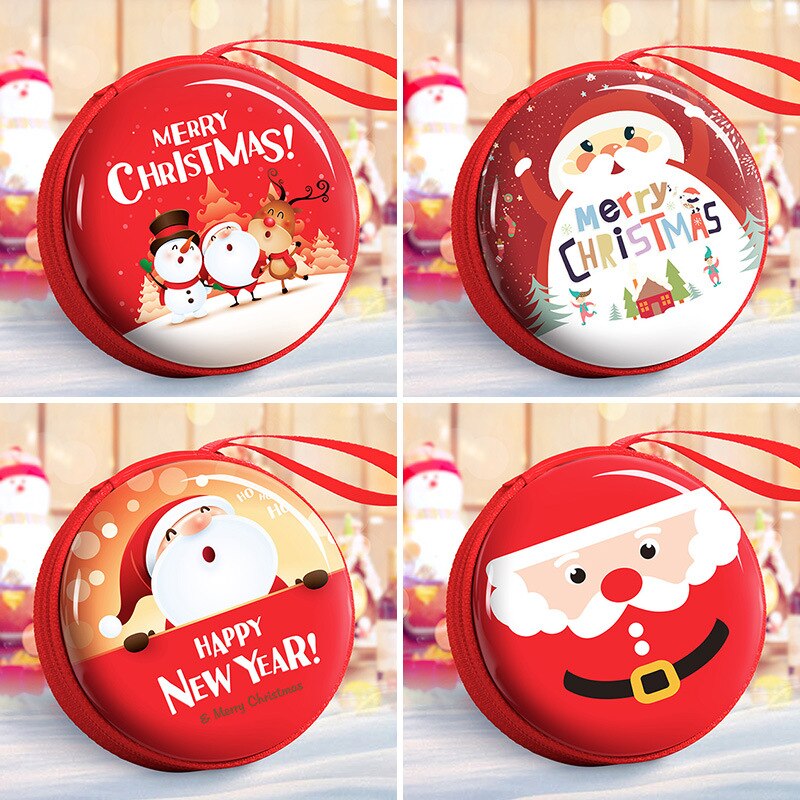 Merry Christmas Coin Wallets Small Coin Pocket Mini Ladies Headphone Collection Pocket Coin Wallet Women Christmas Presents