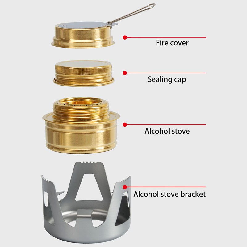 Outdoor Camping Vaporized Liquid Alcohol Pure Copper Burner Portable Alcohol Stove Aluminum Alloy Bracket