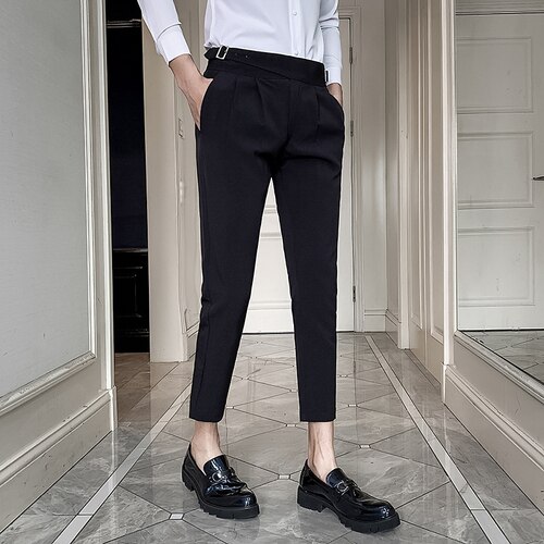 Masculinas blanc robe de mariée Pantalon pour hommes Costume d'affaires Pantalon décontracté mince Pantalon formel Pantalon Costume hommes Costume Pantalon: Black / 34