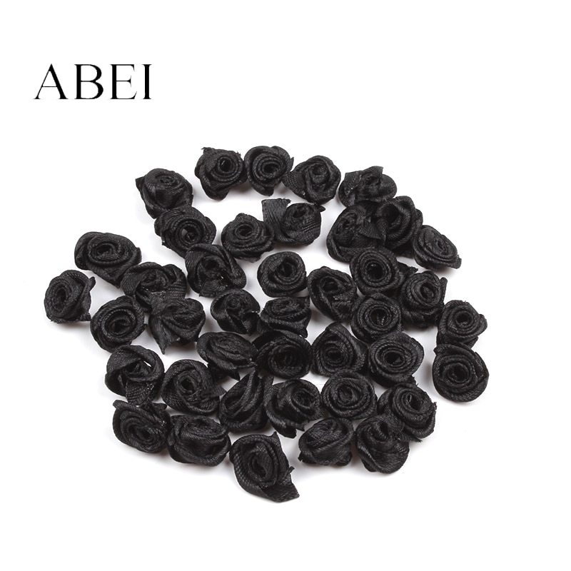 100pcs 15mm Zwart Rose Kunstzijde Bloem Hoofd DIY Craft Project Accessoires