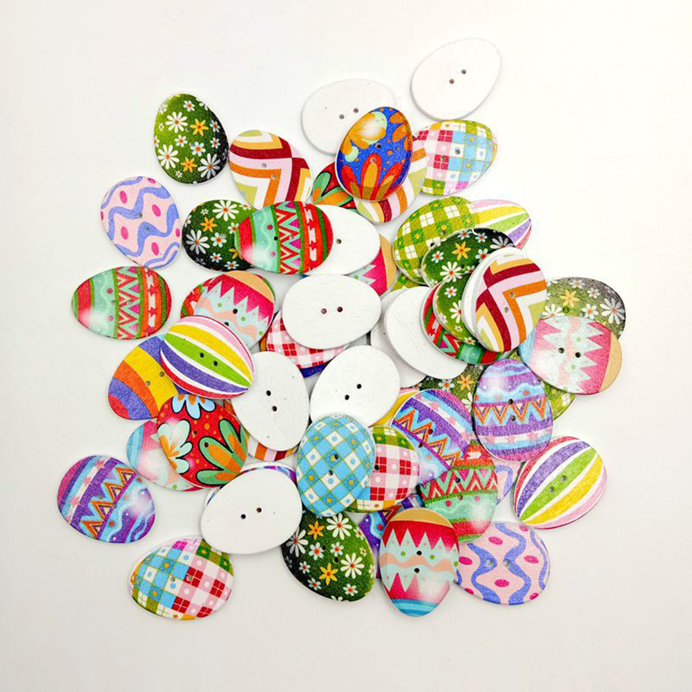 50 Stuks Houten Knoppen Paaseieren Gemengde 2 Gaten Knop Voor Naaien Scrapbooking Ambachten Diy