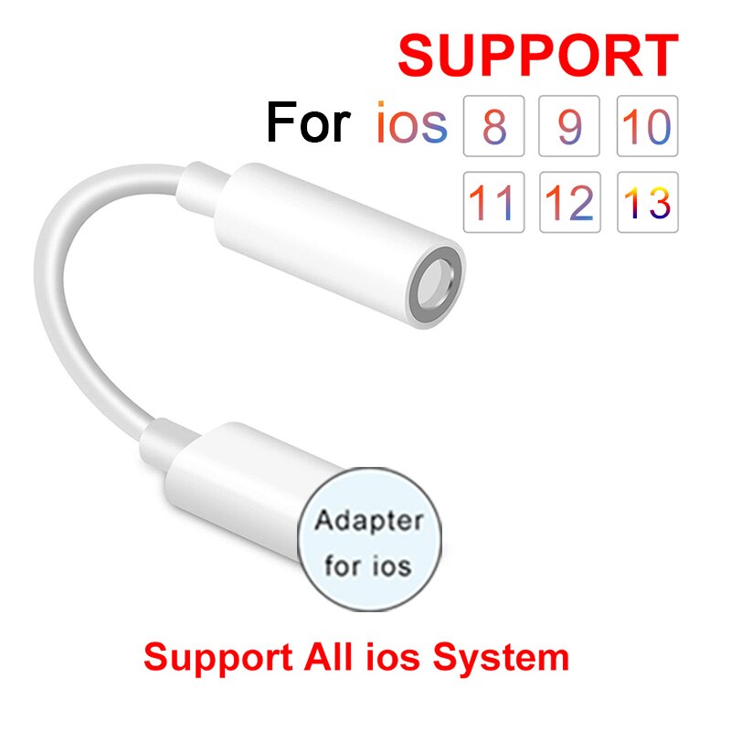 Voor Ios 13 12 11 Systeem Hoofdtelefoon Adapter Luisteren Muziek Connector 3.5Mm Koptelefoon Adapters Adapter Voor Iphone X xs 11 Pro 7 8: Default Title