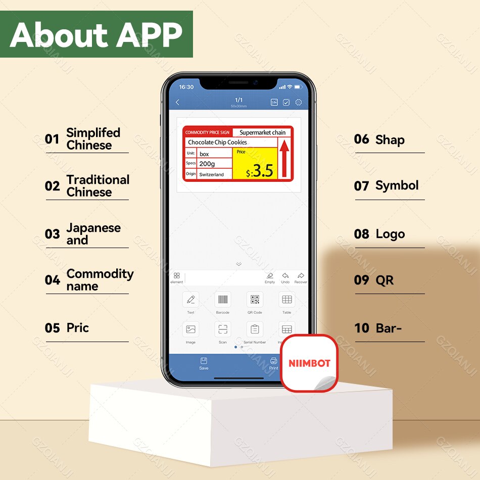 B203 Draagbare Handheld Thermische Label Maker Mini Barcode Qr Code Sticker Papier Kleur Rolls Sticker Kabel Tag Printer Niimbot