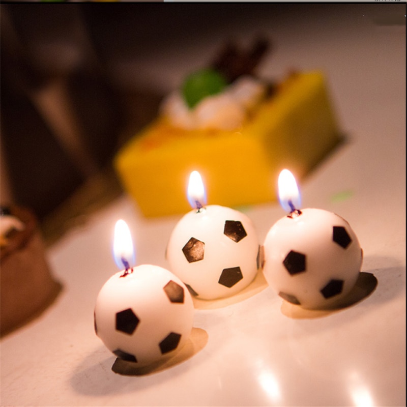 6 kpl /3 kpl jalkapallo kynttilöitä syntymäpäiväjuhlakoristeet lasten sarjakuva kakku topper jalkapallo kynttilät juhla koristeet baby shower-s