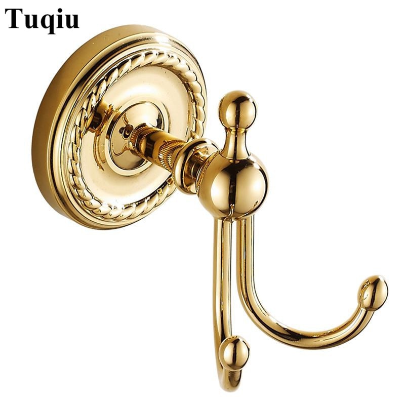 Robe Hooks golden/Antique Brass Coat Hook Clothes Towel Hangers Storage Door Hook Wall Bathroom Accessories Black Bath Rack