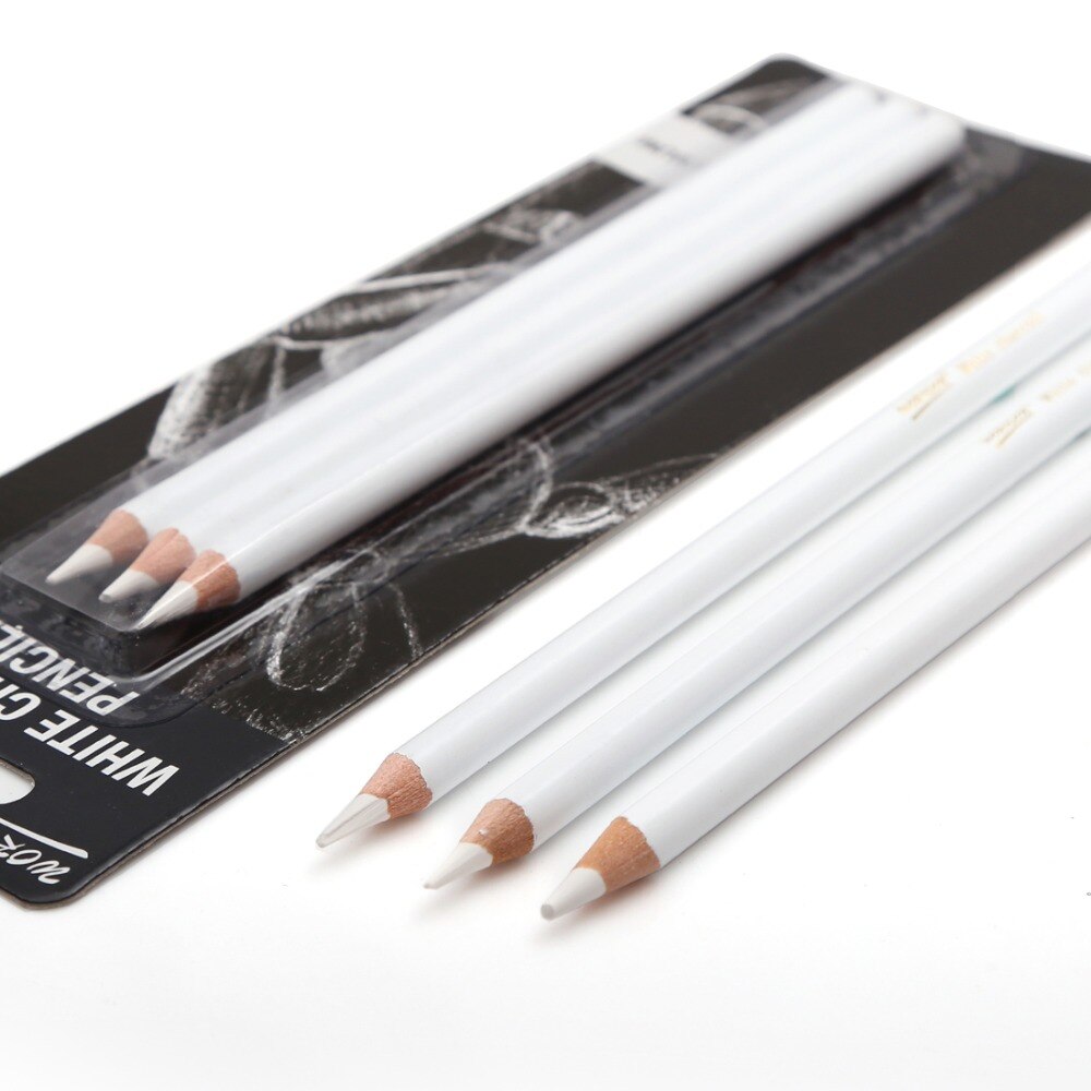 3 uds-6 uds. Lápiz de dibujo de color blanco , lápiz de dibujo estándar, herramienta escolar, suministros de arte de pintura