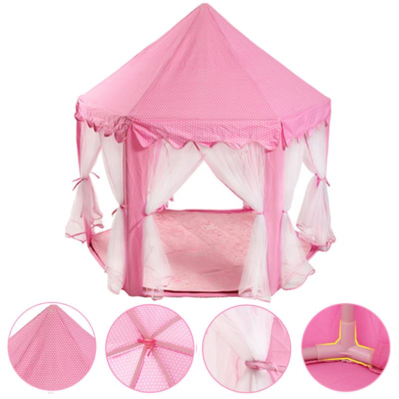Dejlige piger lyserød prinsesse slot søde legehus børn børn leger telt udendørs legetøjstelt til børn børn