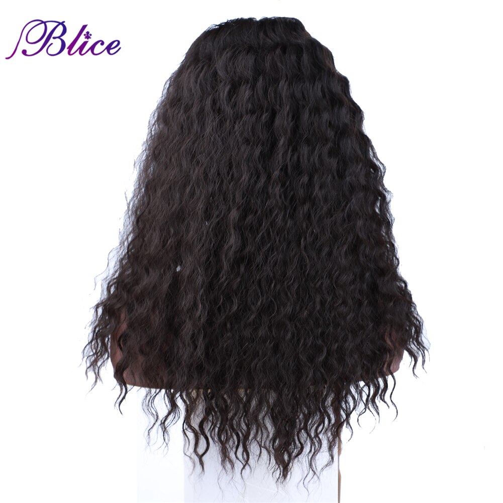 Blice syntetisk blonde lukning paryk deep wave langt hår extensions blandet hår parykker naturlig stil 18 tommer til kvinder