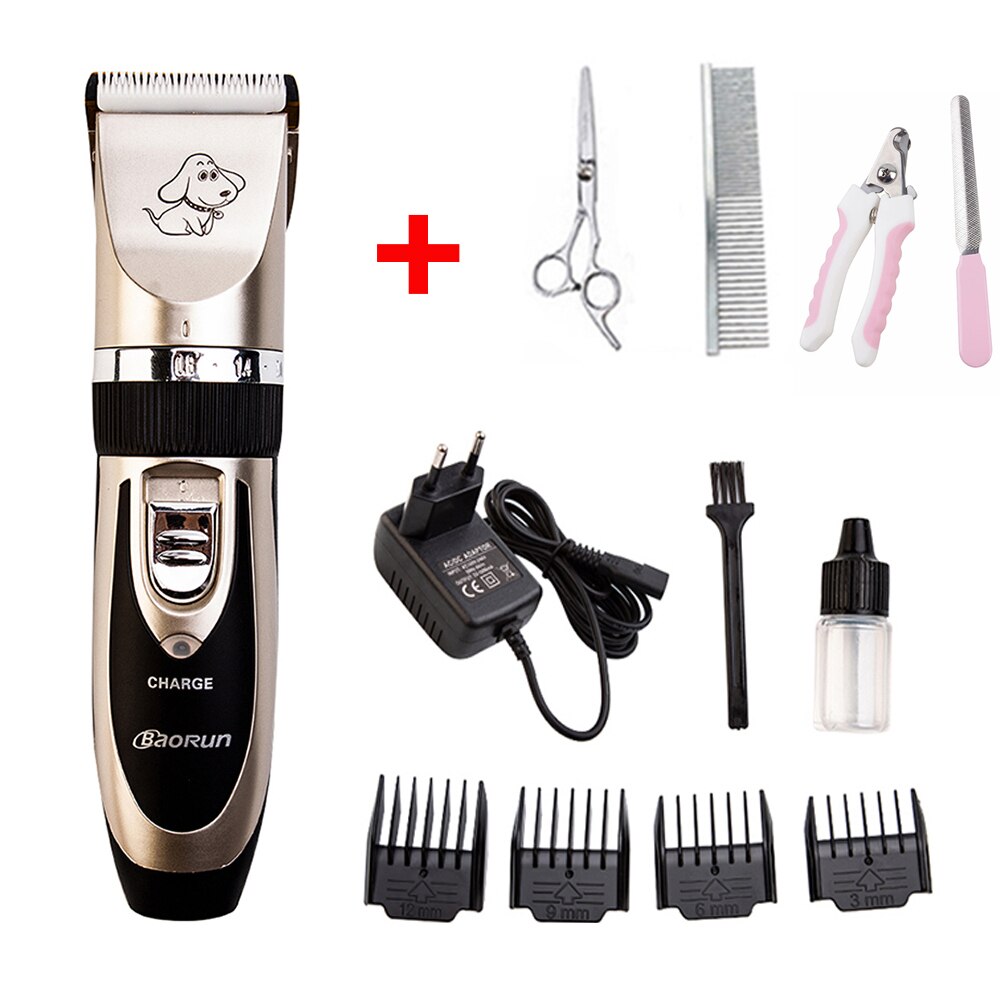 Baorun Pet Dog Hair Trimmer Animal Grooming Clippers Cat Cutter Machine Shaver Electric Scissor Clipper Dog Haircut Machine: P2-SET 4