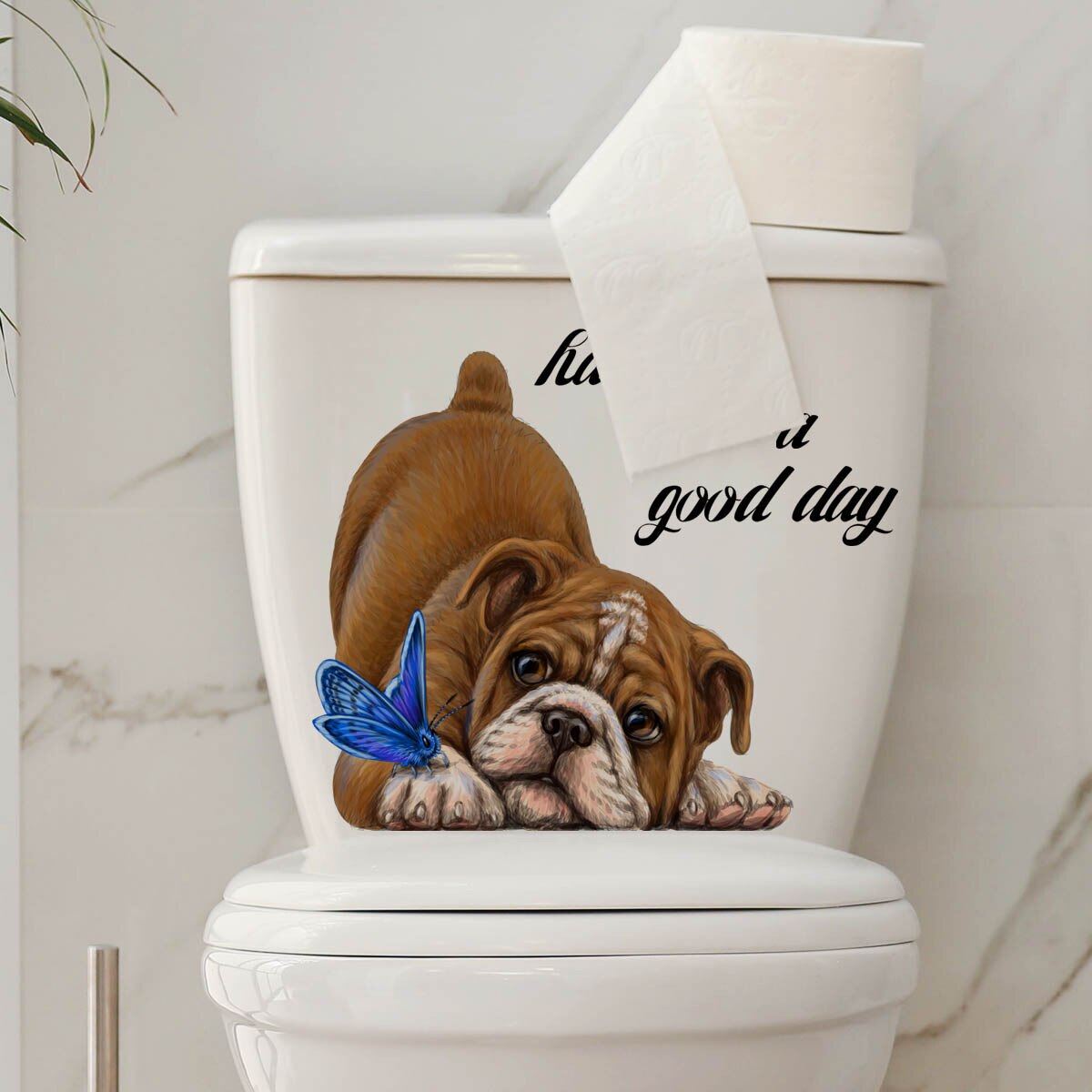 Toilet Stickers Dog Vivid Wall Sticker Lovely Animal Pvc Waterproof Decal For Bathroom Toilet Kicthen Decorative