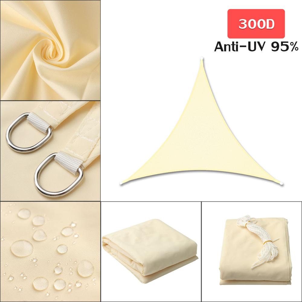 300D Waterproof 3x3x3m awning Regular Triangle Extra Heavy Shade Sail Sun Outdoor Sun Shelter for garden Camping tents: Light Beige 3x3x3