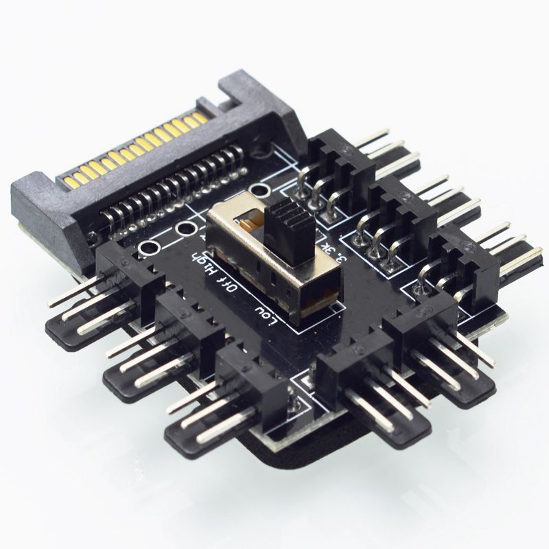 Multi Way Splitter Cooler Cooling Fan Hub PC Computer SATA 1 to 8 3pin 12V Power Socket PCB Adapter XXM8
