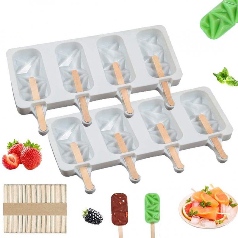4-Cavity Popsicle Mold 2Pcs Ijs Maken Tool Set Diy Bakvorm Popsicle Cakevorm Te schoon Candy Bar