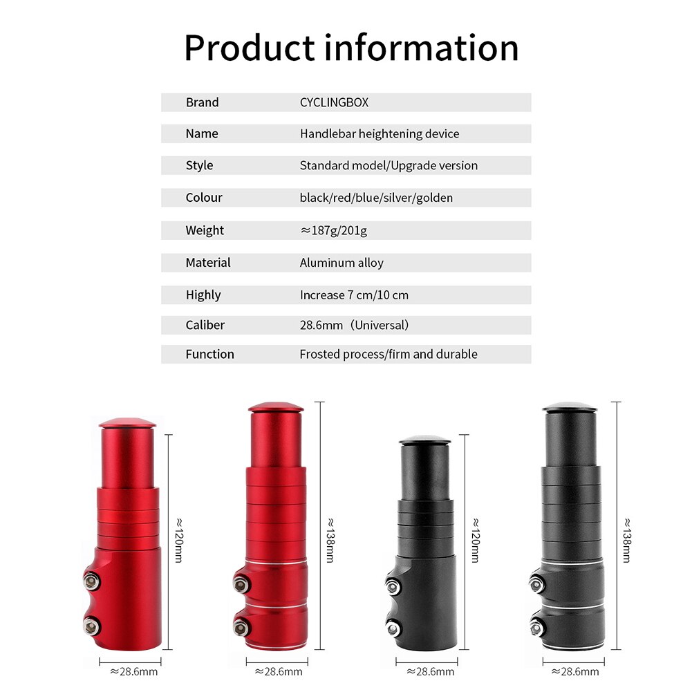 Fietsstuur Voorkant Stem Riser Vork Stem Rise Up Adapter Hoogte 70Mm/100Mm Verhogen Extender 28.6Mm fiets Fietsen Accessoires