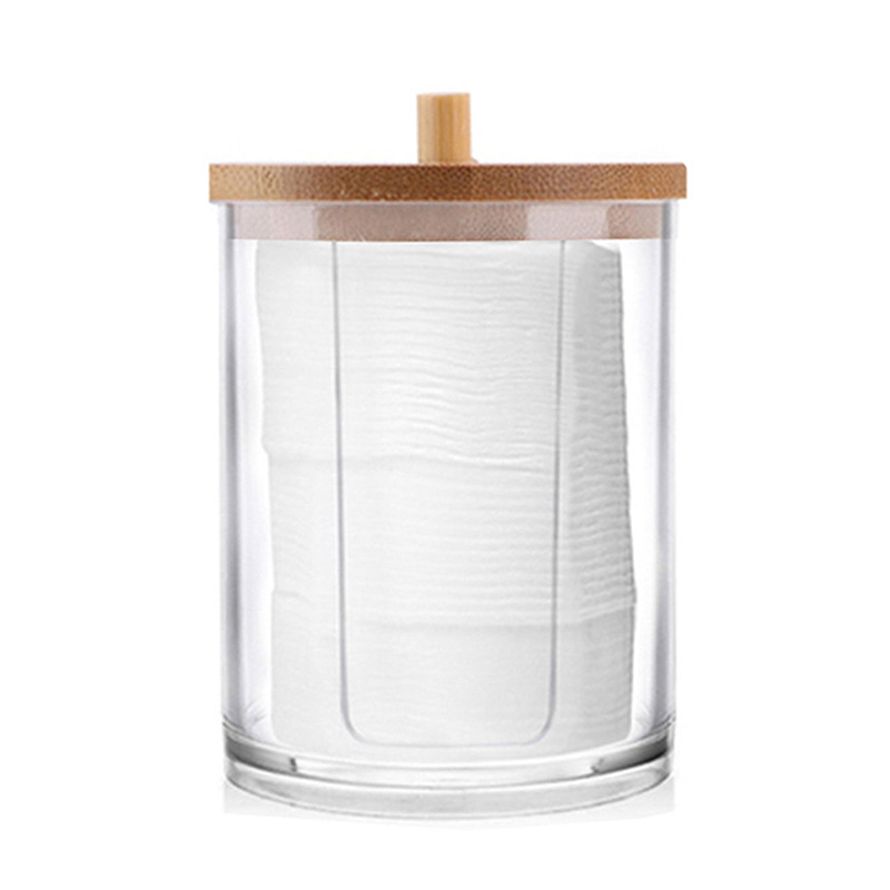 Makeup Cotton Pad Organizer Storage Box For Cotton Swabs Rod Cosmetics Jewelry Bathroom Qtip Container with Bamboo Lid: 1-7