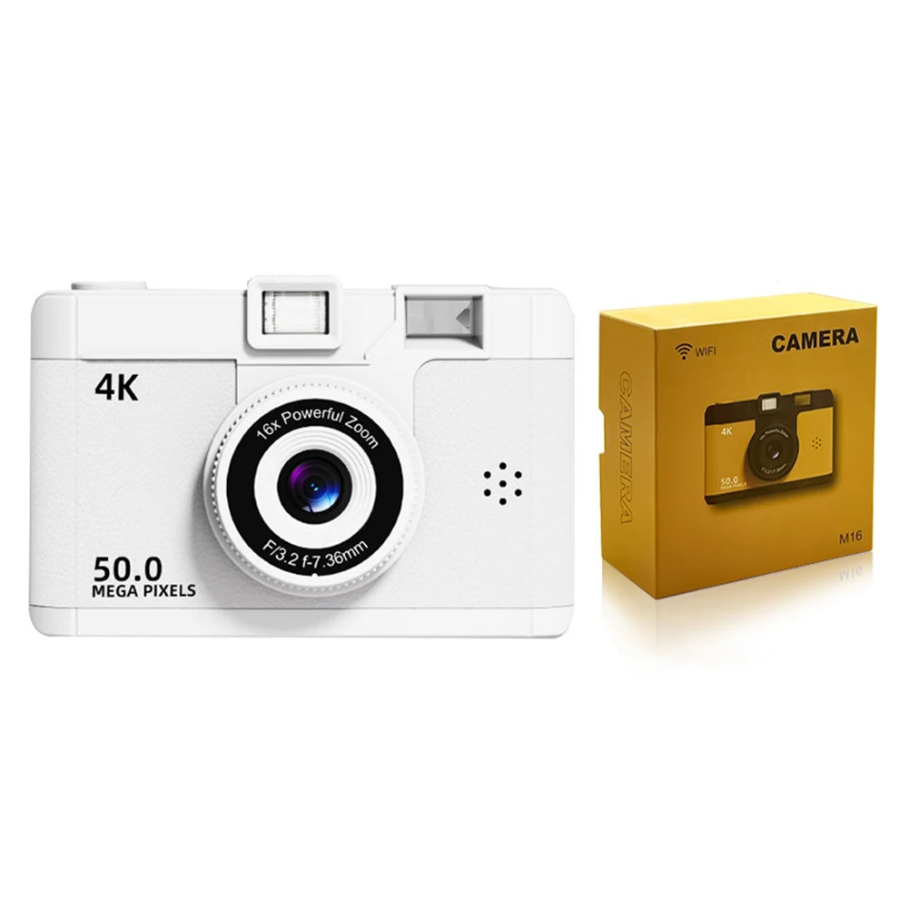 Macchina fotografica doppia Fotocamera Fotocamere a punti retrò Fotocamera digitale HD 1080P Regali di compleanno per bambini Scheda Audio e video: bianca