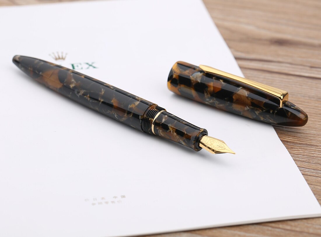 Moonman M100 Acrylic Resin Fountain Pen Schmidt Converter and Fine Nib 0.5mm Ink Pen Gold Trim Writing Pen: Renaissance / Only One Pen