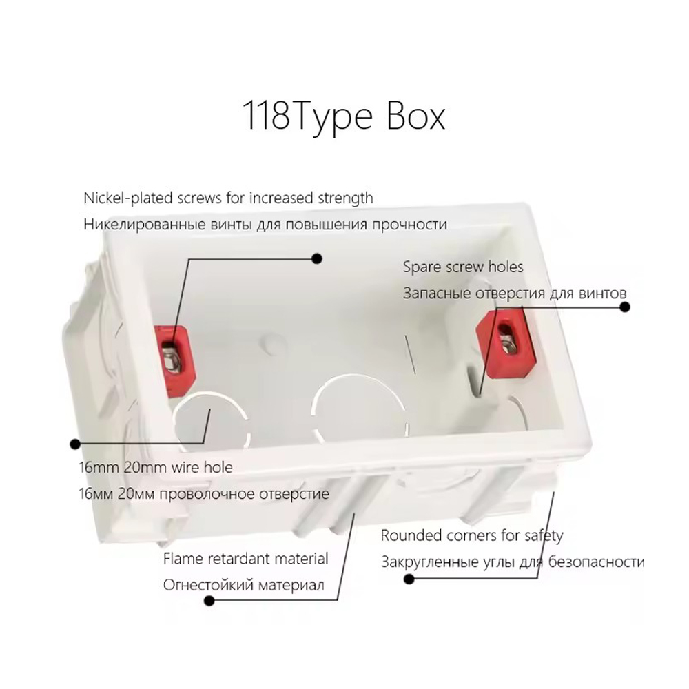 Shawader US/AU Standard Electrical Mounting Junction Box Rectangle Handy Secret Stash Conduit Mounted Switch PVC for Hard Wall
