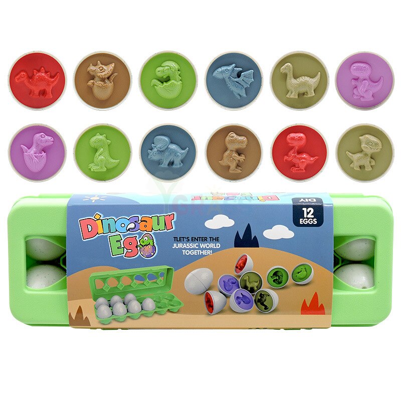 Dinosaur egg baby toy puzzle game early education matching toy learning fruit color shape sorter children toddler kids: Dinosaur