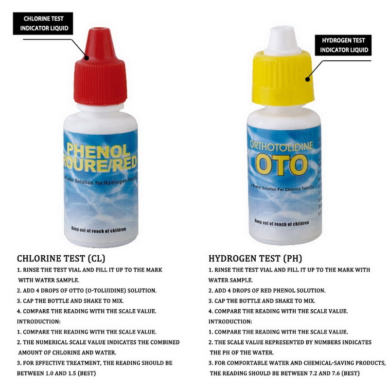 Practical Tools Water Test Kit Portable Reagent Home PH Chlorine Testing Swimming Pool Hydrotool Hydroponics Aquarium