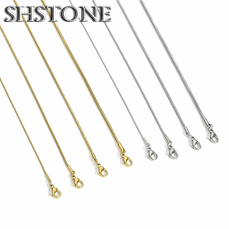 de mujeres y hombres, 1mm, 2mm, 3mm, cadena redonda de serpiente, Collar largo clásico, Gargantilla en el cuello, accesorios de joyería DIY,