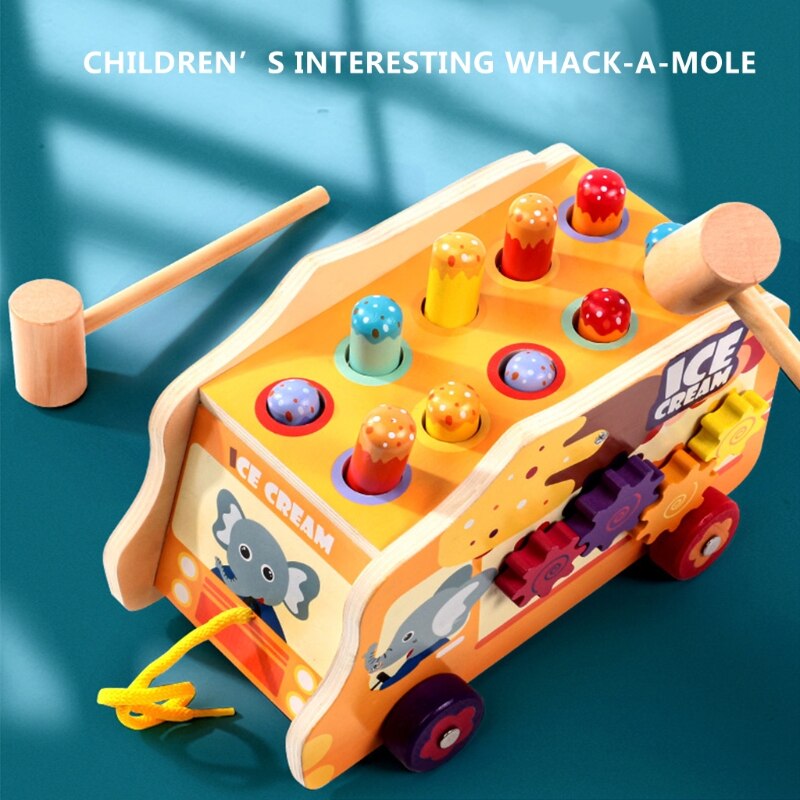 Holz Hammer Eis Warenkorb freundlicher Spaß Spielen Hamster Whac-a-Maulwurf wurzel Spiel Spielzeug