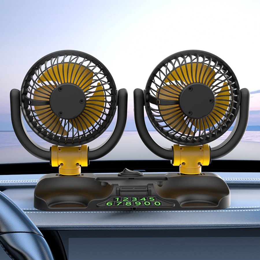 5V 12V 24V 360° Rotatable 2 Speeds Dual Heads Car SUV Truck BUS Van Mini Cooling Fan