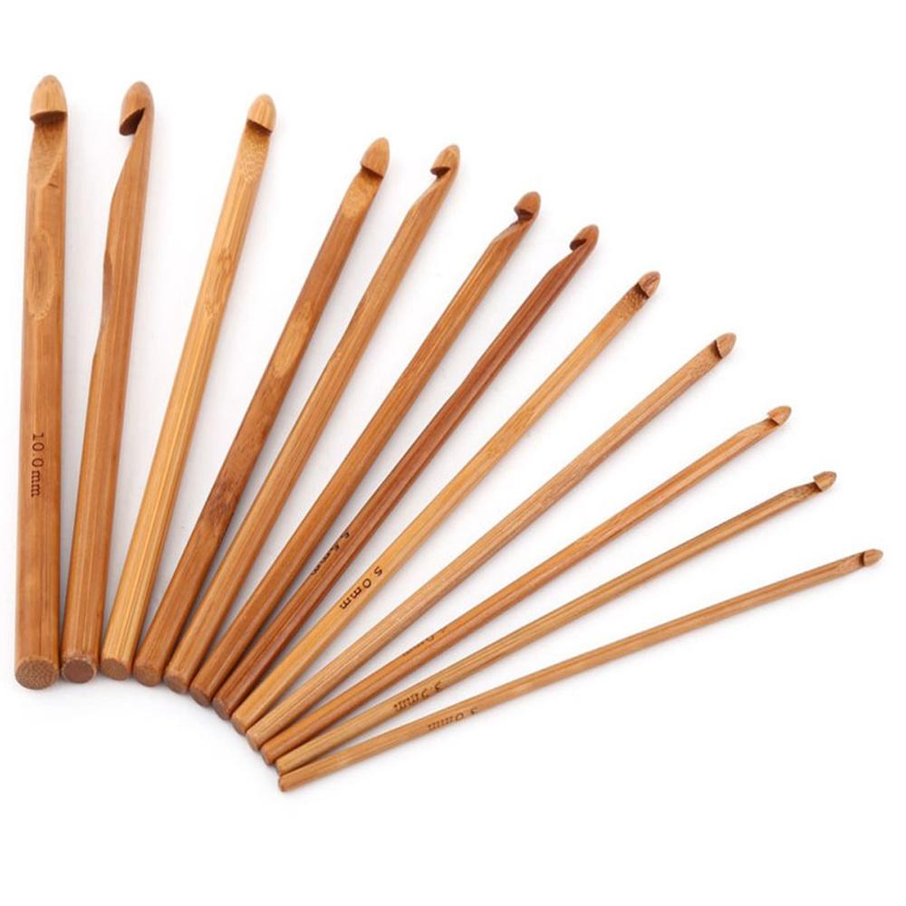 20 pièces Crochet ensemble de crochets, 1-10mm bambou Crochet crochets aiguilles tisser pull aiguilles à tricoter bricolage fait à la main artisanat couture accessoire