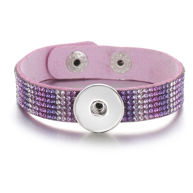 SE0216 Gradient Multilayer Fluwelen Strass Armband 18Mm Snap Armbanden Fit 18Mm Snap Knoppen Snap Sieraden: light purple