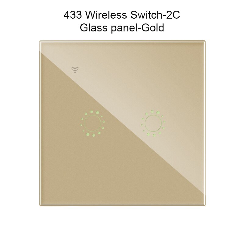 433Mhz Afstandsbediening Draadloze Schakelaar Voor Sonoff T1 Eu Uk Sonoff 4CH Pro R2 Slampher 433.92Mhz Rf Afstandsbediening control Light Switch: Glass Gold 2c